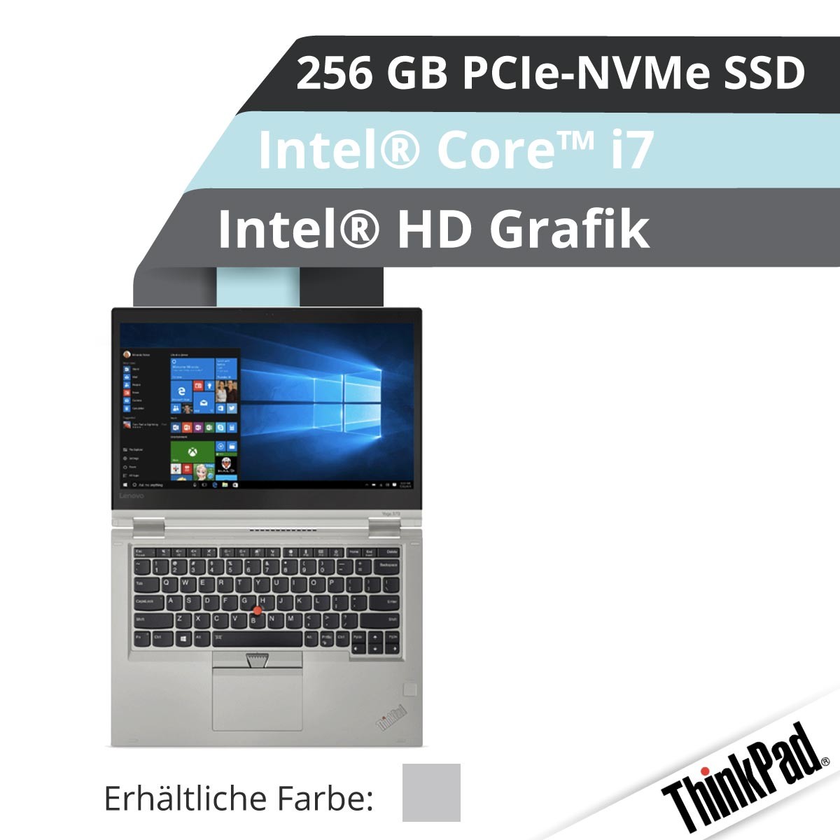Lenovo™ ThinkPad® Yoga 370 Convertible Notebook Modell 20JH-002N (Silber) Demoartikel